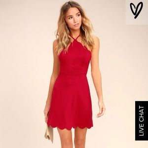 SCALLOPED SKATER DRESS